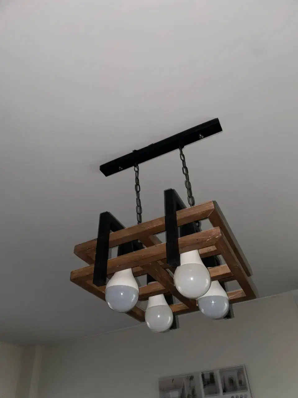 لوستر ، آویز چوبی فلزی|لوستر و چراغ آویز|اصفهان, چرخاب|دیوار