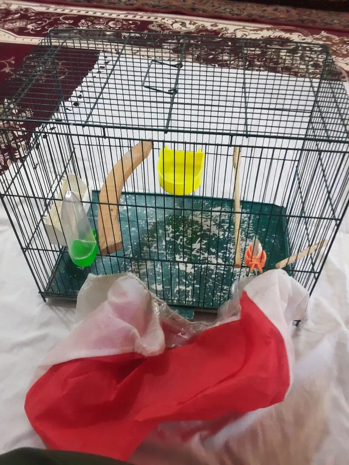 قفس گنجشک با تجهیزات|لوازم جانبی حیوانات|خوی, |دیوار