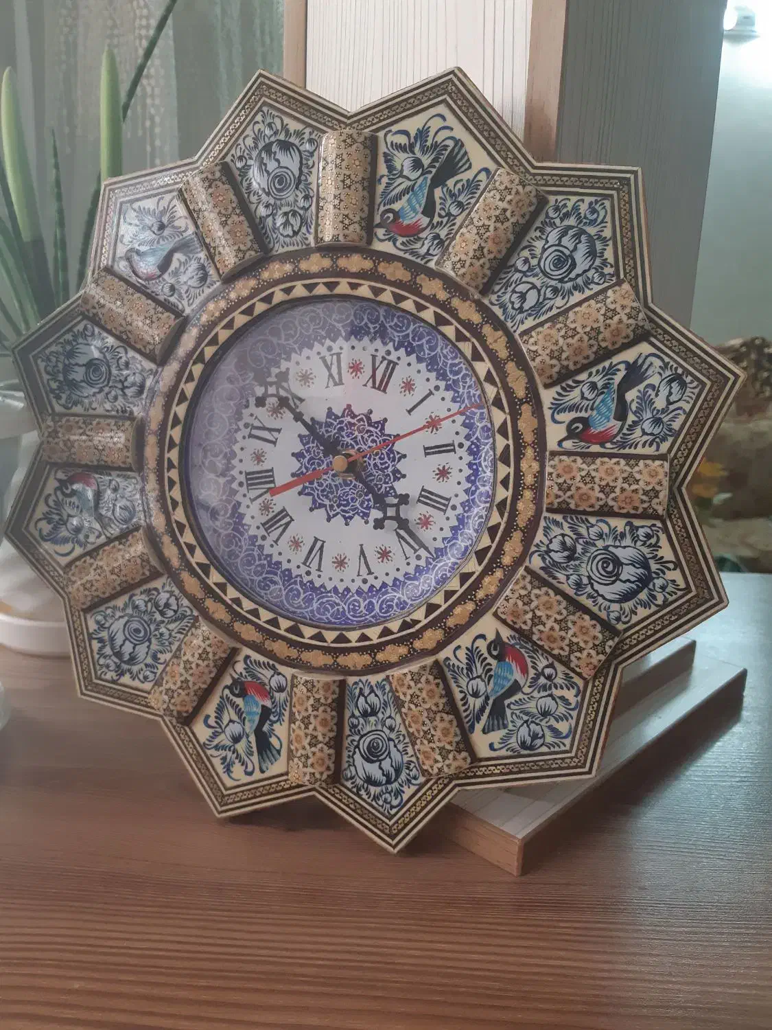 ساعت خاتم کاری طرح گل و مرغ|ساعت دیواری و تزئینی|پرند, فاز ۴|دیوار