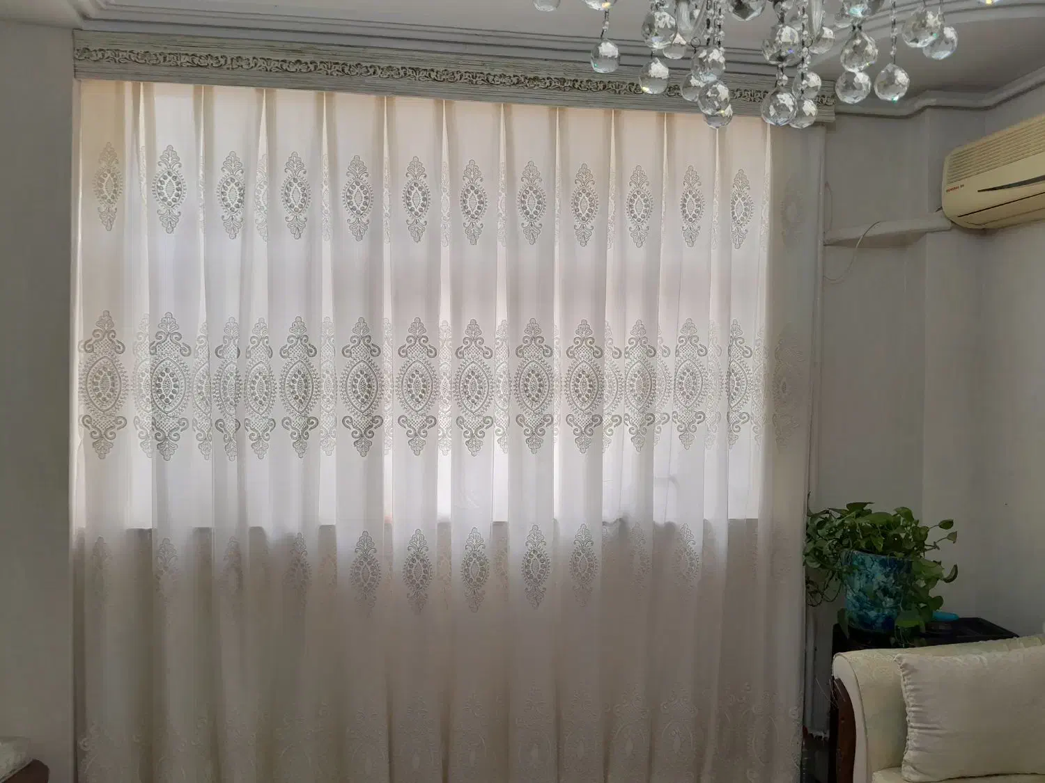 دوعدد پرده پذیرایی نو|پرده، رانر، رومیزی|رشت, بوسار|دیوار