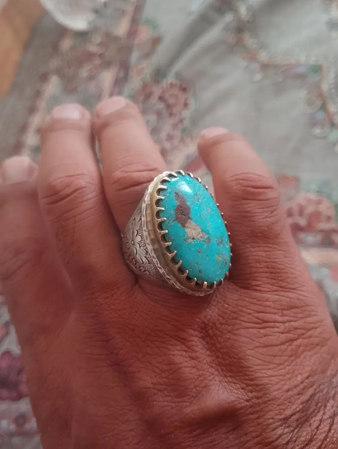 انگشتر فیروزه سنگین وزن رکاب دست ساز 41گرم|جواهرات|خواف, |دیوار