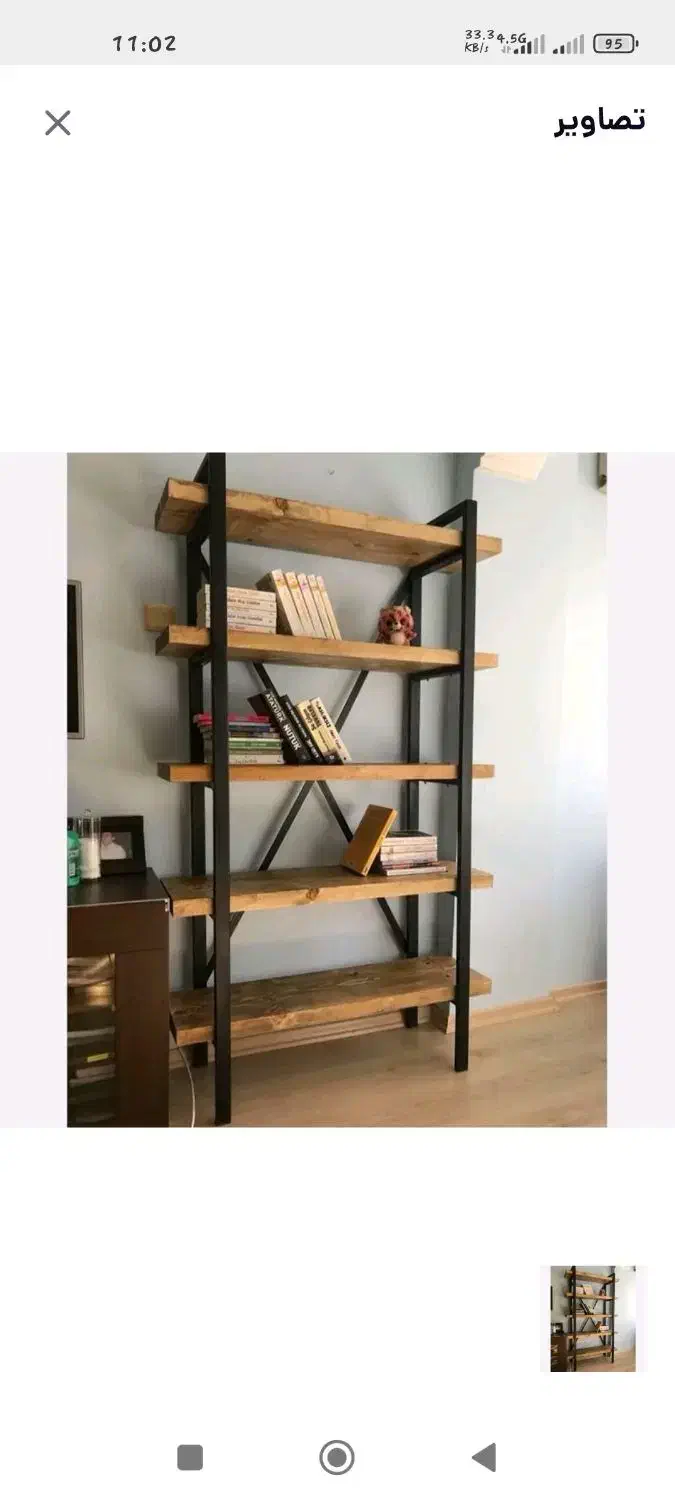 کتابخانه چوب و فلز|کتابخانه، شلف، قفسههای دیواری|صدرا-فارس, فاز ۱|دیوار