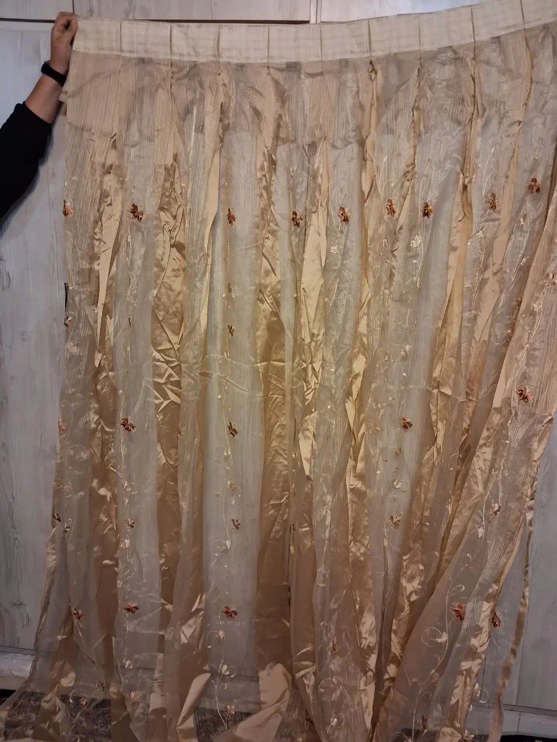 پرده حریر گلدار نو|پرده، رانر، رومیزی|پاکدشت, پاکدشت (مامازند)|دیوار