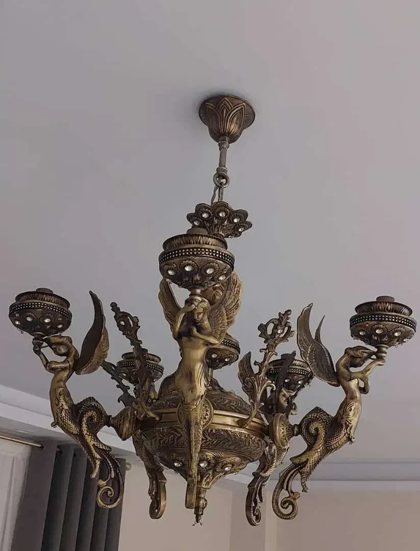 لوستر برنجی وبرنزی|لوستر و چراغ آویز|پردیس, فاز ۸|دیوار