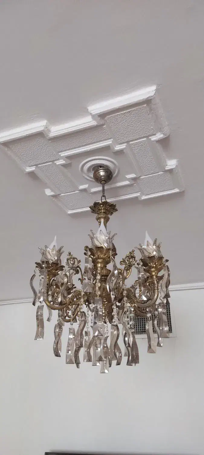 لوستر برنجی ۶ شاخه نو ۲ عدد|لوستر و چراغ آویز|ملایر, |دیوار