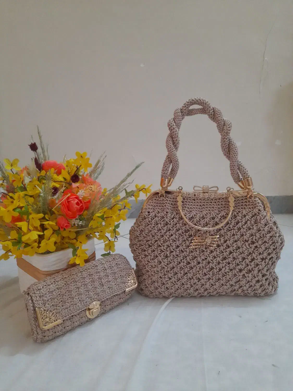 کیف مکرومه و|کیف، کفش، کمربند|اراک, |دیوار