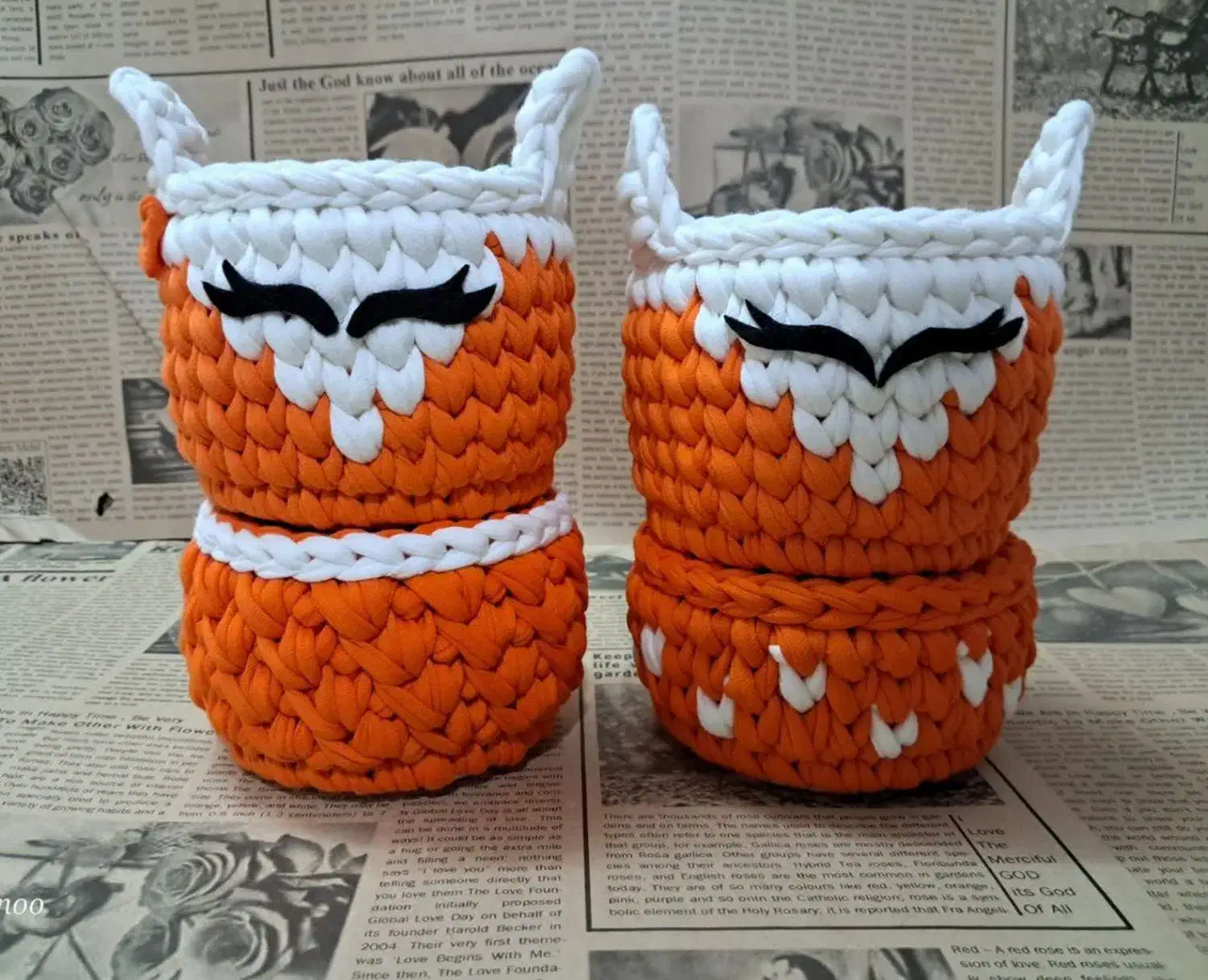 سبد تریکو دو چشم ابرویی روباه و خرس و جوجه|اسباب و اثاث بچه|قم, وادی السلام|دیوار