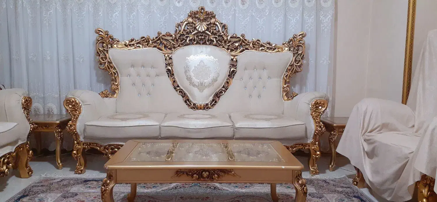 مبل سلطنتی ۹ نفره نو|مبلمان خانگی و میز عسلی|الوند, |دیوار
