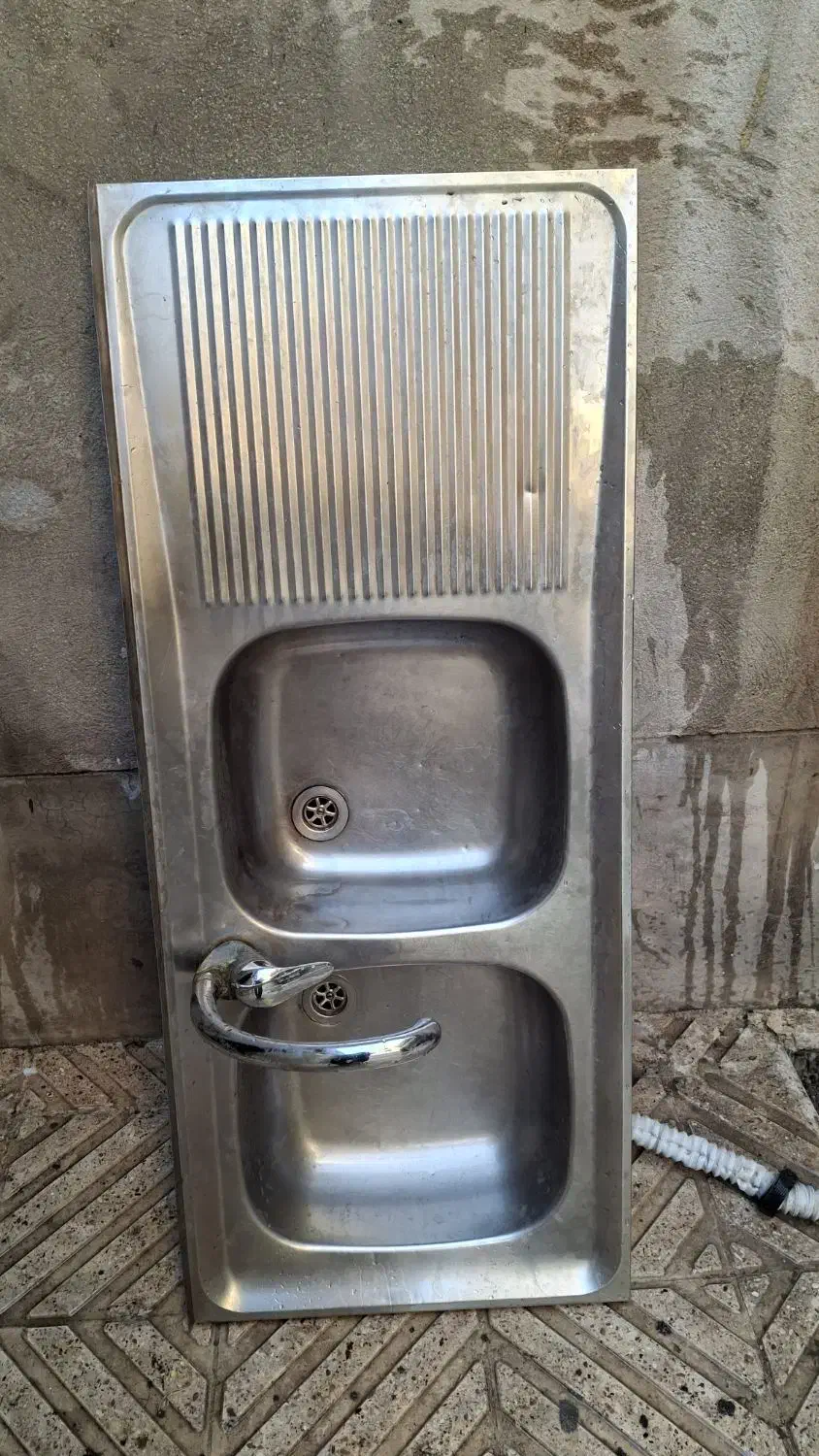 سینک دوقلو استیل|آب‌چکان و نظم‌دهنده ظروف|تهران, شهرک ولیعصر جنوبی|دیوار