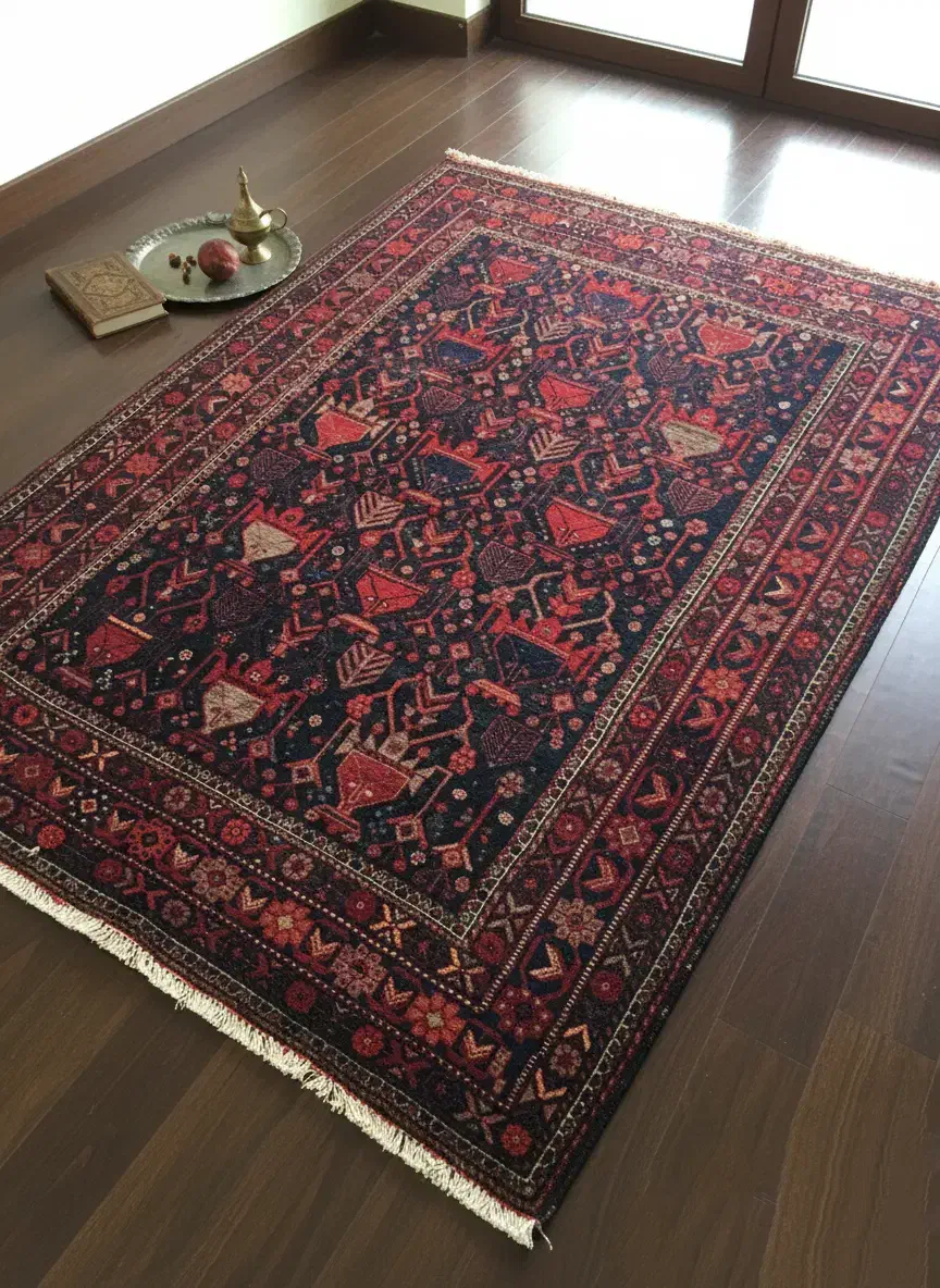 قالیچه دستباف قدیمی ایرانی سال ساخت ۱۳۴۸|فرش|رودان, |دیوار