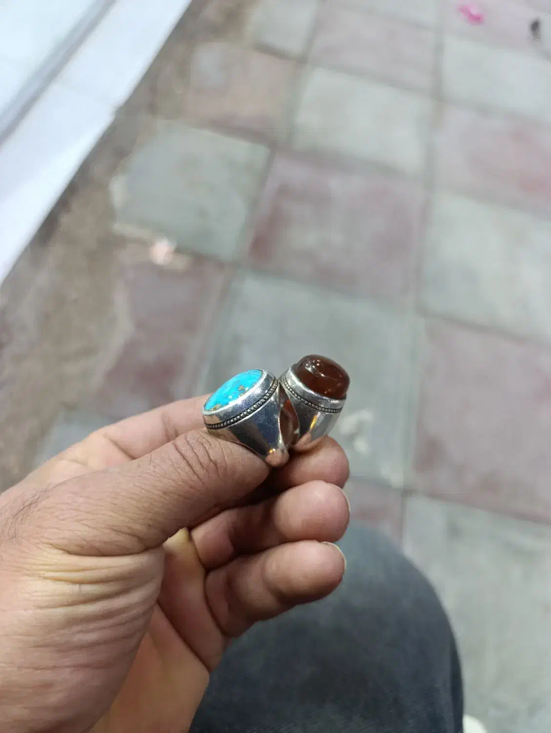 انگشتر فیروزوعقیق|کلکسیون و سرگرمی|کارون, |دیوار