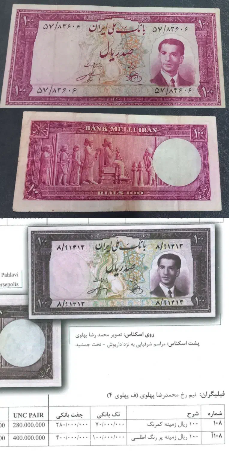 اسکناس های پهلوی|کلکسیون سکه، تمبر، اسکناس|بیرجند, |دیوار