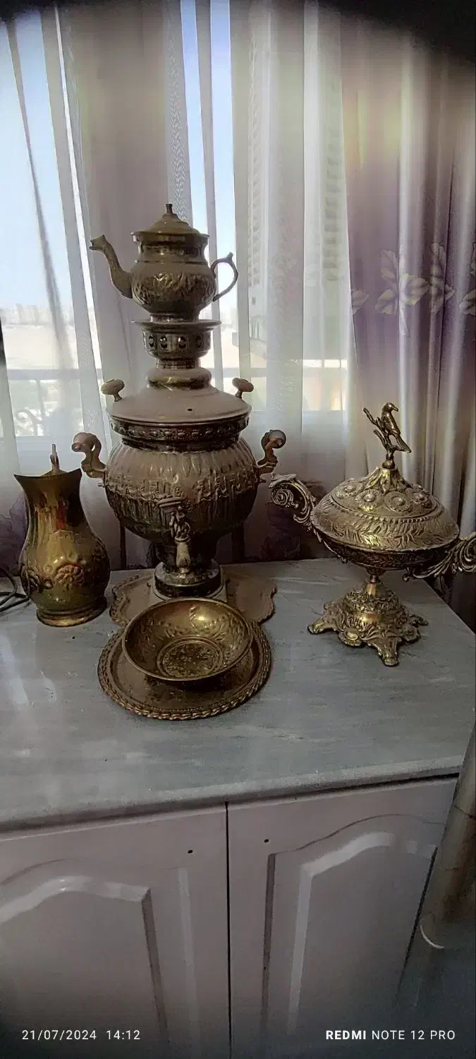 سرویس سماور برنجی اصل|سماور، چای‌ساز، قهوه‌ساز|نسیم‌شهر, |دیوار