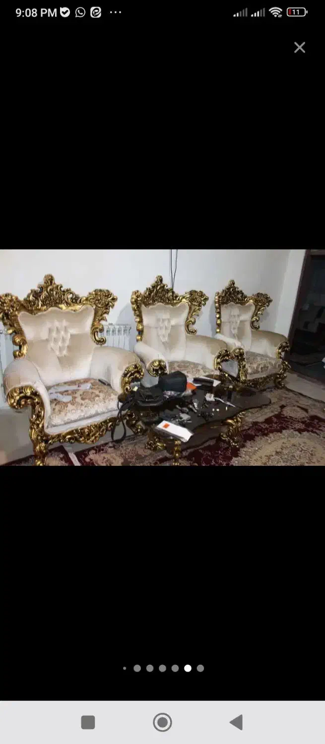 مبلمان سلطنتی ۹نفره کنده‌کاری جهازیه|مبلمان خانگی و میز عسلی|ارومیه, |دیوار