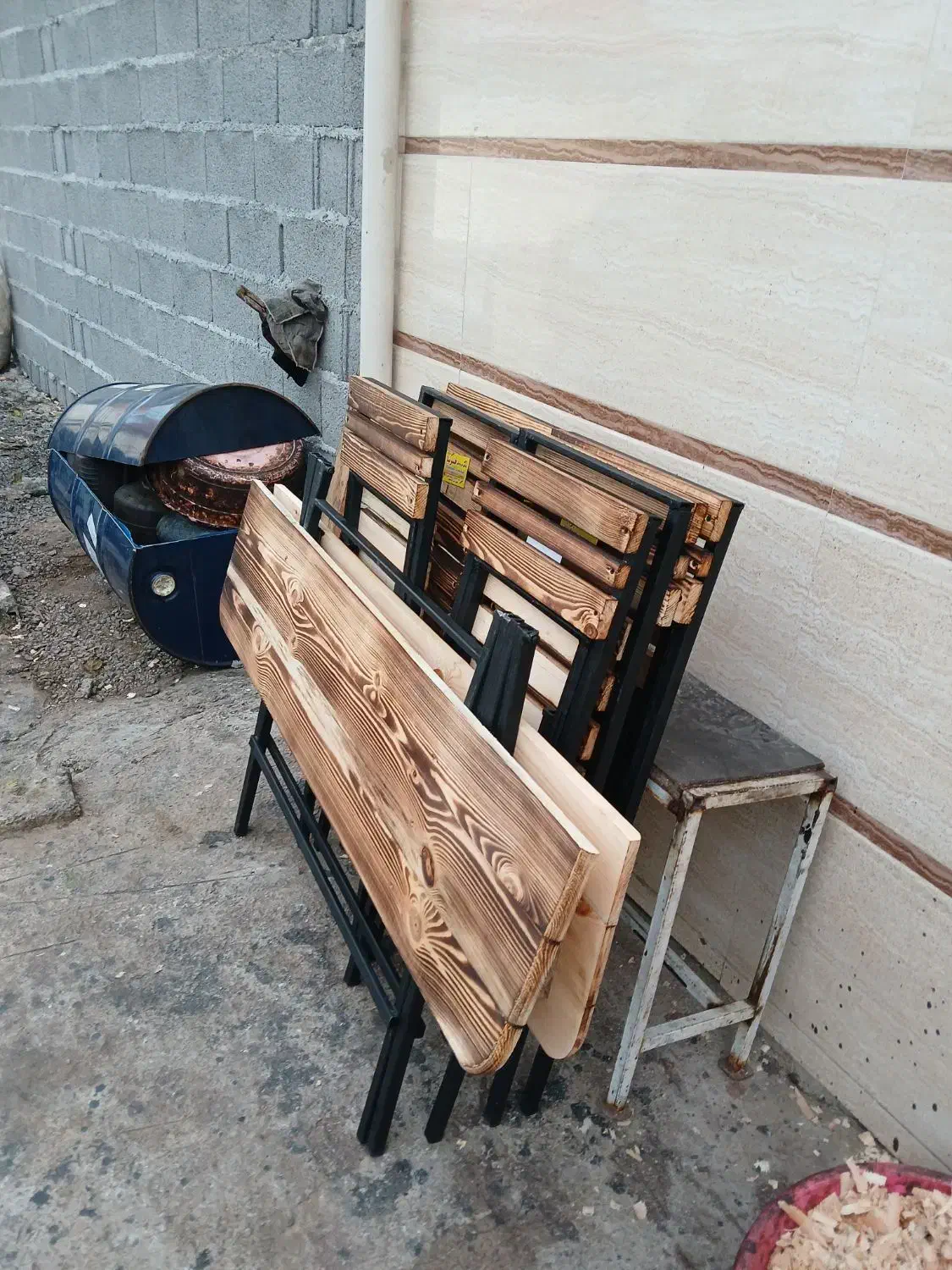 صندلی ،میز کمجا نرده ای ۶۷ s (چوب فلز)|میز و صندلی غذاخوری|رشت, حومه رشت|دیوار