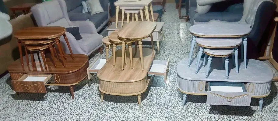 میزجلومبلی بیضی دوکشووکیوم،جلومبلی بغل گردست کامل|مبلمان خانگی و میز عسلی|خمینیشهر, |دیوار