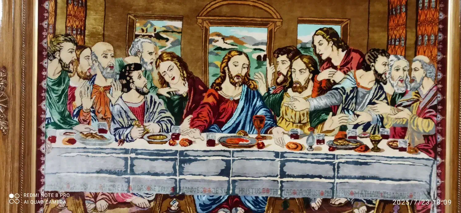 تابلو فرش تمام ابریشم شام آخر|تابلو فرش|ری, جوانمرد قصاب|دیوار