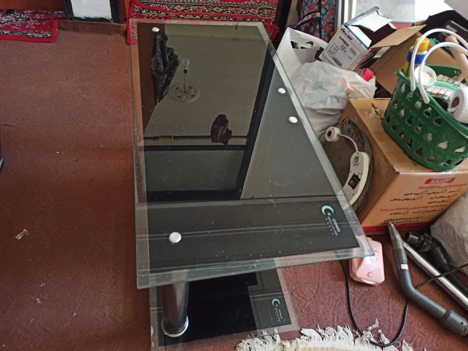 زیرتلوزیون شیشه ای جنس ترک ازامیدیه|میز تلویزیون|امیدیه, |دیوار