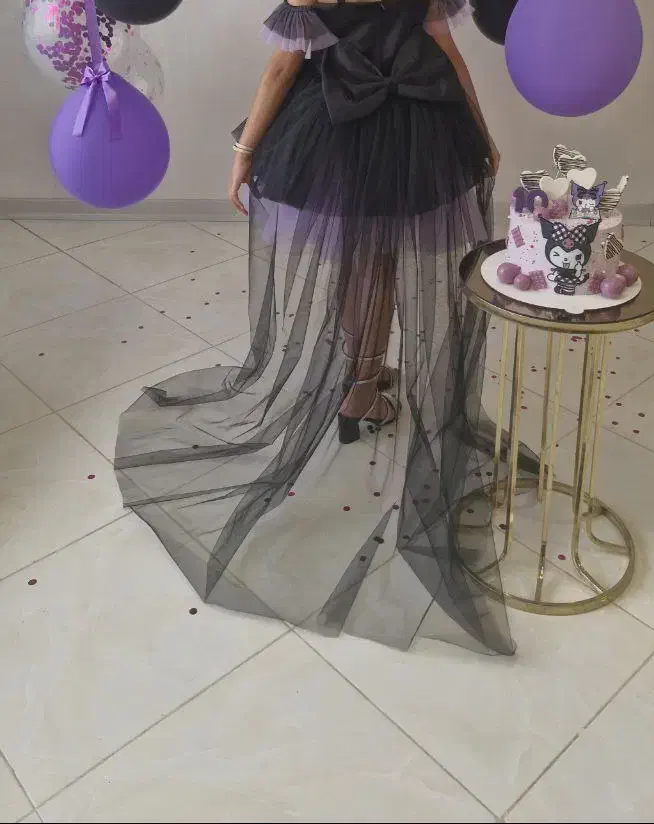 پیراهن مجلسی کرومی مشکی بنفش دخترانه|کفش و لباس بچه|کرمانشاه, |دیوار