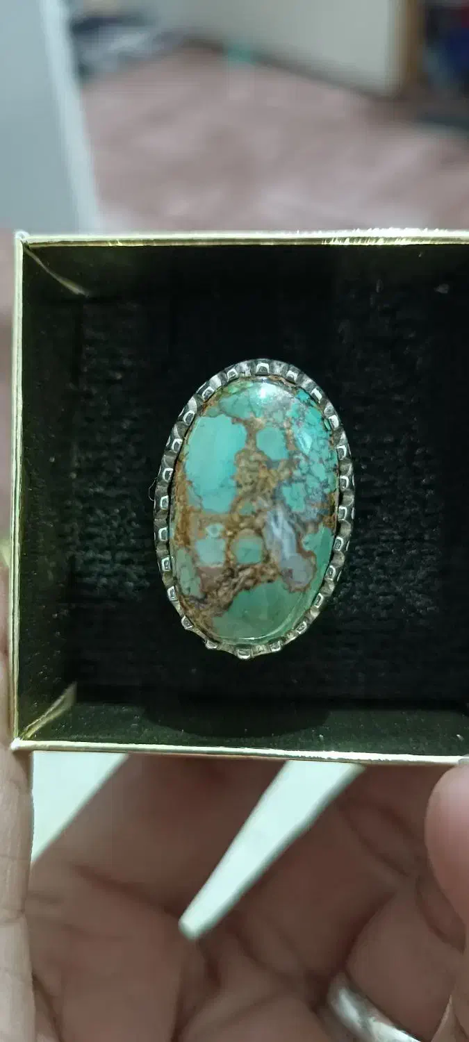 انگشتر نقره ۹۲۵دست ساز نگین فیروزه سنگین|جواهرات|اهواز, رسالت|دیوار