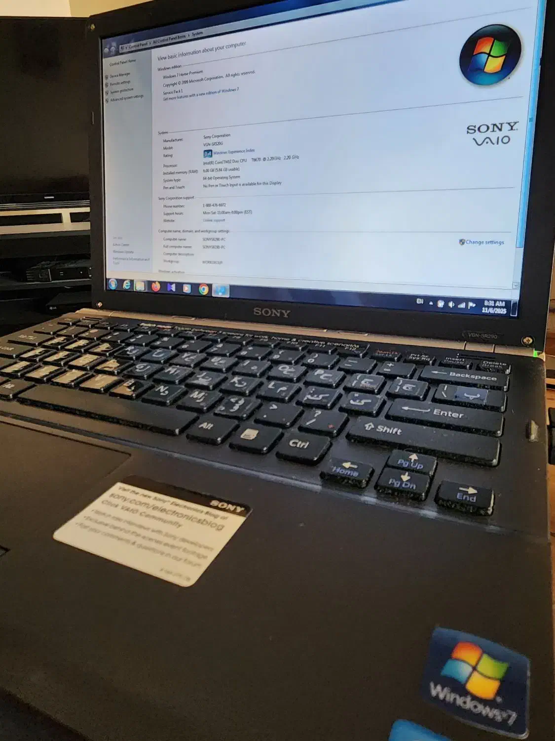 لپتاپ سونی vaio vgn sr290|رایانه همراه|اصفهان, آبشار|دیوار