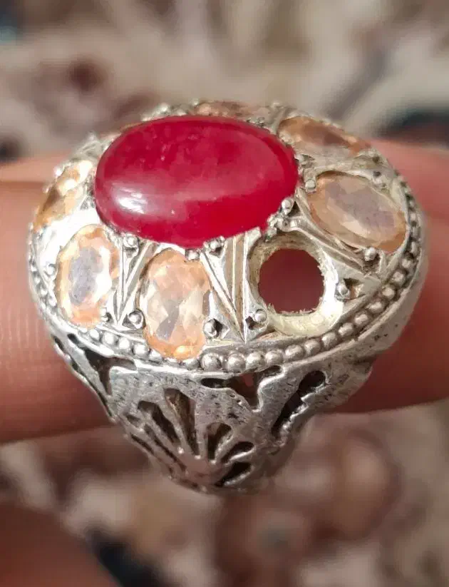 انگشتر جواهری سیترین یاقوت کهنه دستساز معاوضه دارم|جواهرات|اصفهان, طاحونه|دیوار