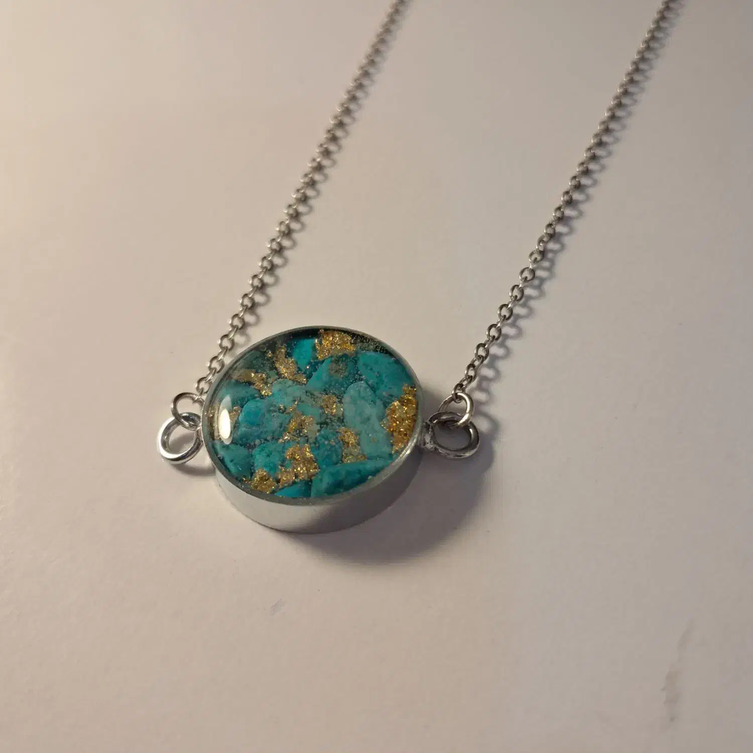 گردنبند فیروزه و ورق طلا آبکاری استیل|جواهرات|قم, انسجام|دیوار