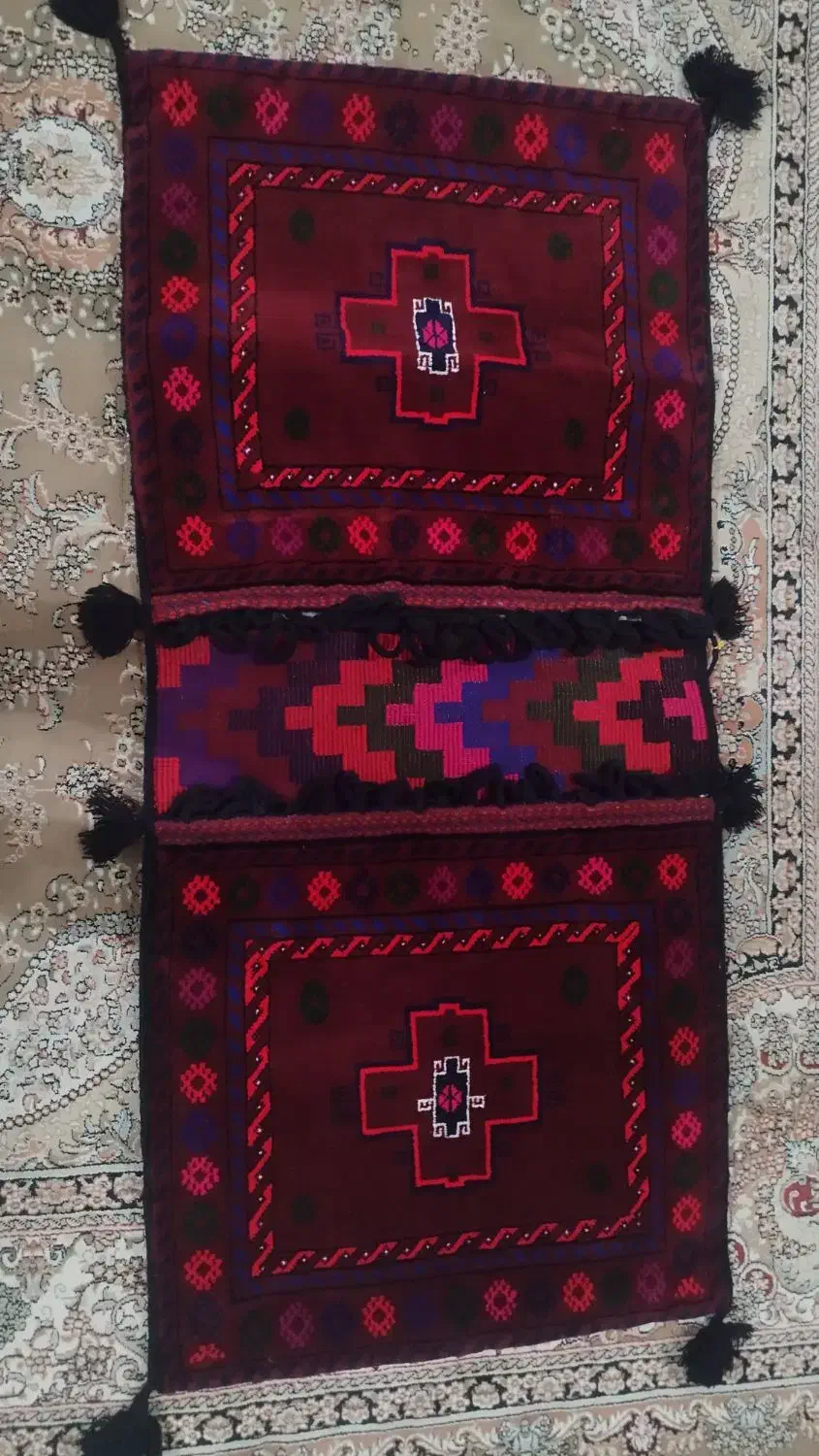 خورجین دستباف ، طرح قالی|گلیم، جاجیم، گبه|فلاورجان, |دیوار