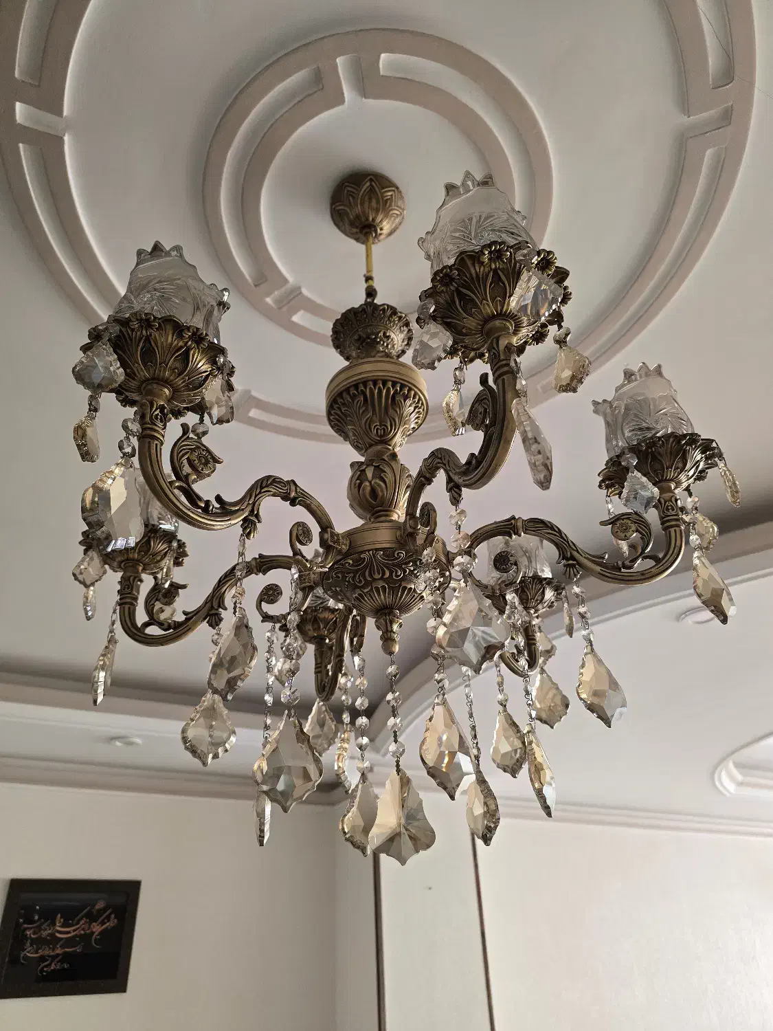 لوستر برنجی و بسیار تمیز|لوستر و چراغ آویز|کرج, عظیمیه|دیوار