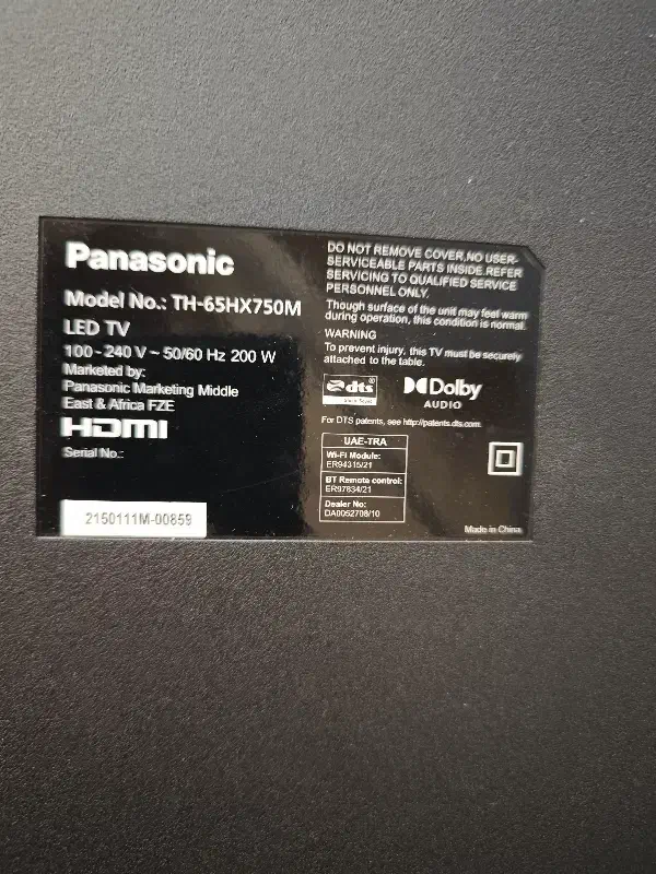 پاناسونیک 65 اینچ|تلویزیون و پروژکتور|تهران, تسلیحات|دیوار