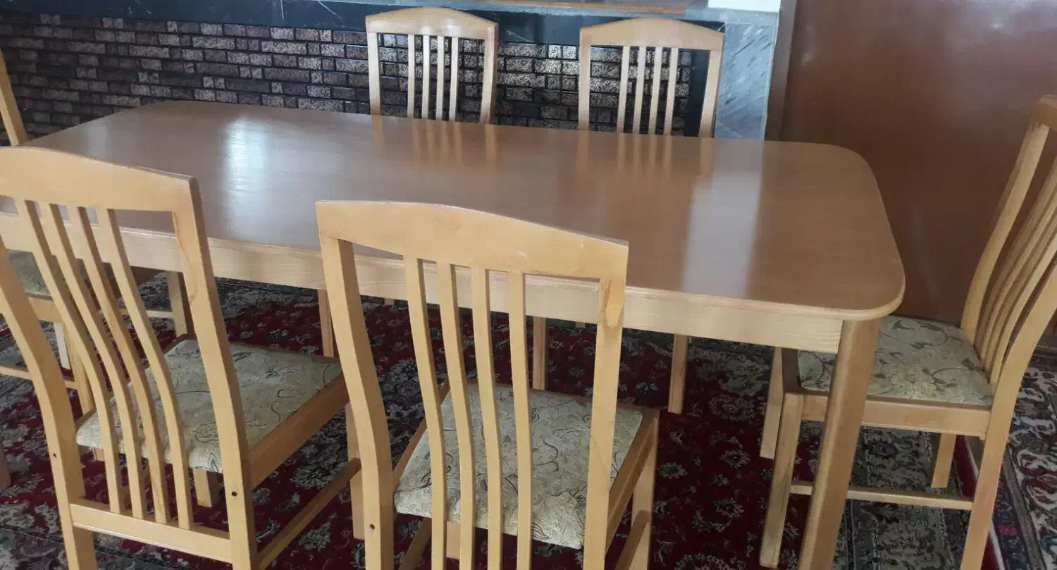 غذا خوری چوبی شش نفره با میز 8 نفره|میز و صندلی غذاخوری|مرند, |دیوار
