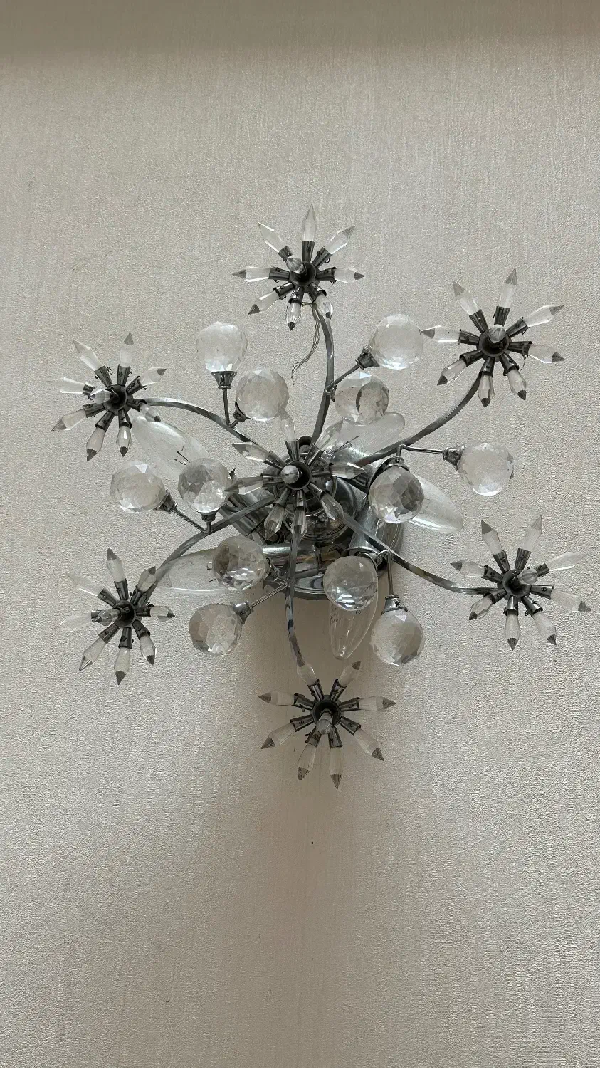 دیوار کوب نقره ای کریستال|لوستر و چراغ آویز|تهران, قلهک|دیوار