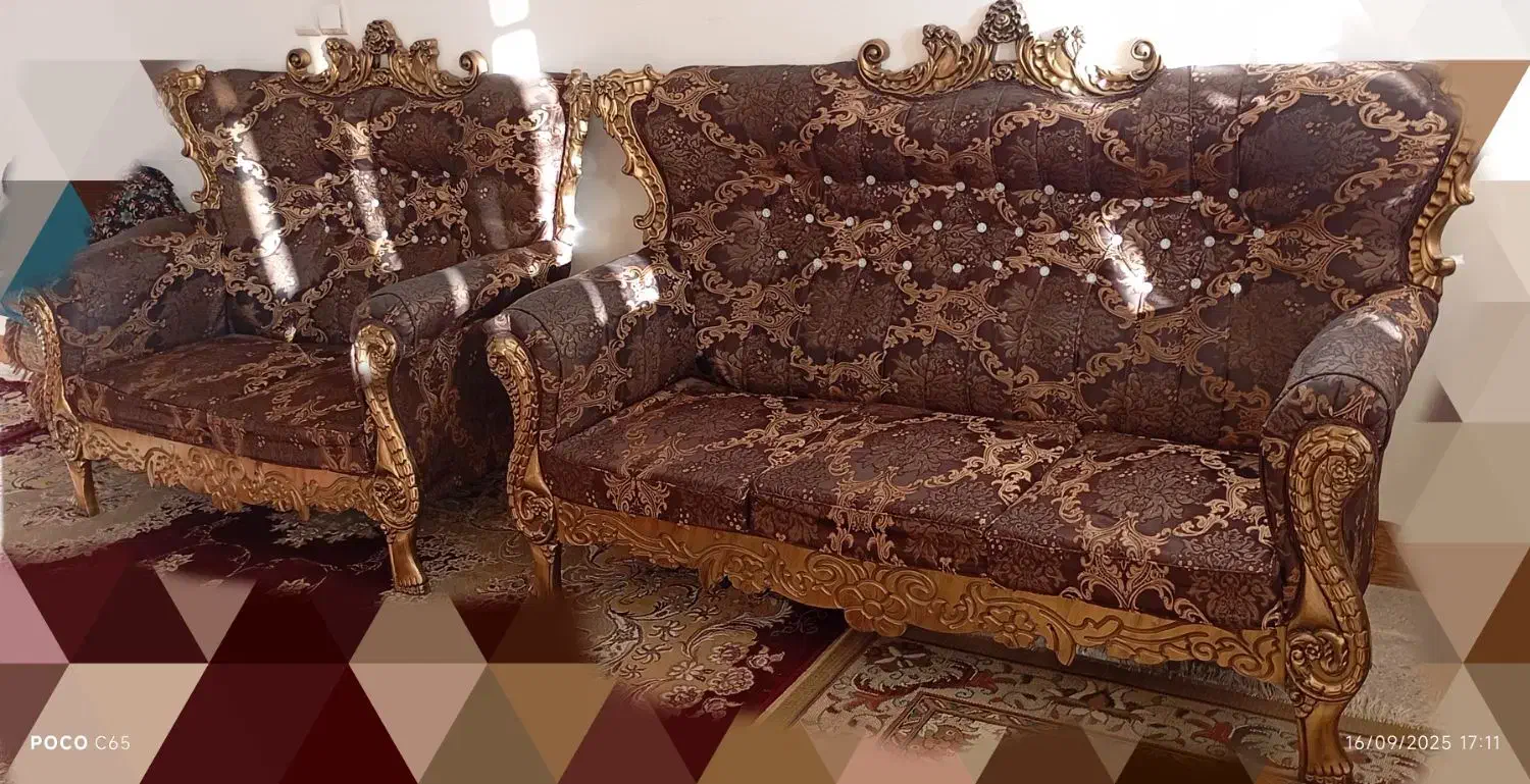مبل7نفره سلطنتی|مبلمان خانگی و میز عسلی|سمیرم, |دیوار