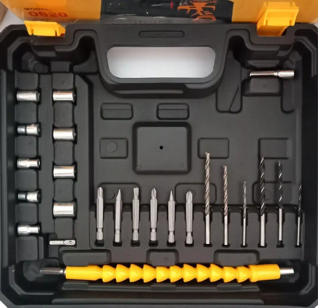 دریل دو باتری موتور براشلس با جعبه ابزار و لوازم|ابزارآلات|کرج, کوی فرهنگ|دیوار