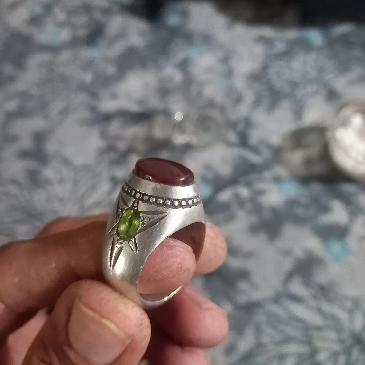 انگشتر عقیق اصل یمنی با انگشتر دست ساز|جواهرات|کیش, |دیوار