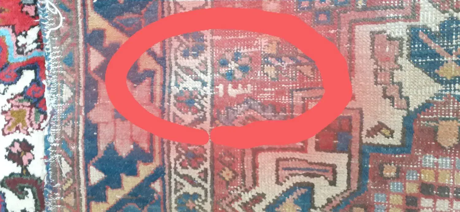 فرش کناره قدیمی نخ نما شده|فرش|تبریز, |دیوار