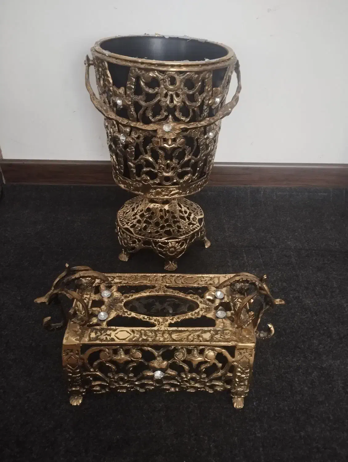 سطل اشغال وجای دستمال کاغذی برنز|صنایع دستی و سایر لوازم تزئینی|اشتهارد, |دیوار