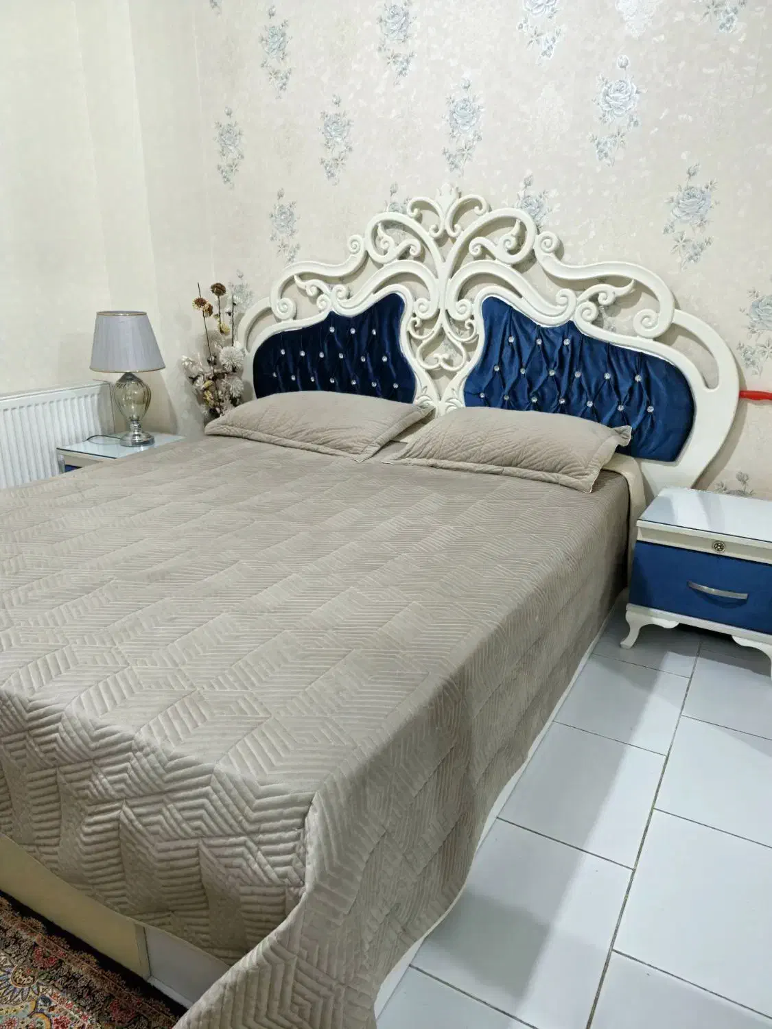 تخت خواب دو نفره با ۲ پاتختی بدون آیینه و کنسول|تخت و سرویس خواب|اندیشه, اندیشه فاز ۱|دیوار