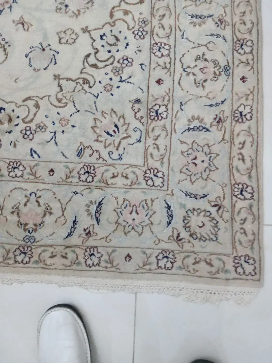 قالیچه ۴ متر کرک گل ابریشم کرم کاشان|فرش|تهران, شکیبا|دیوار