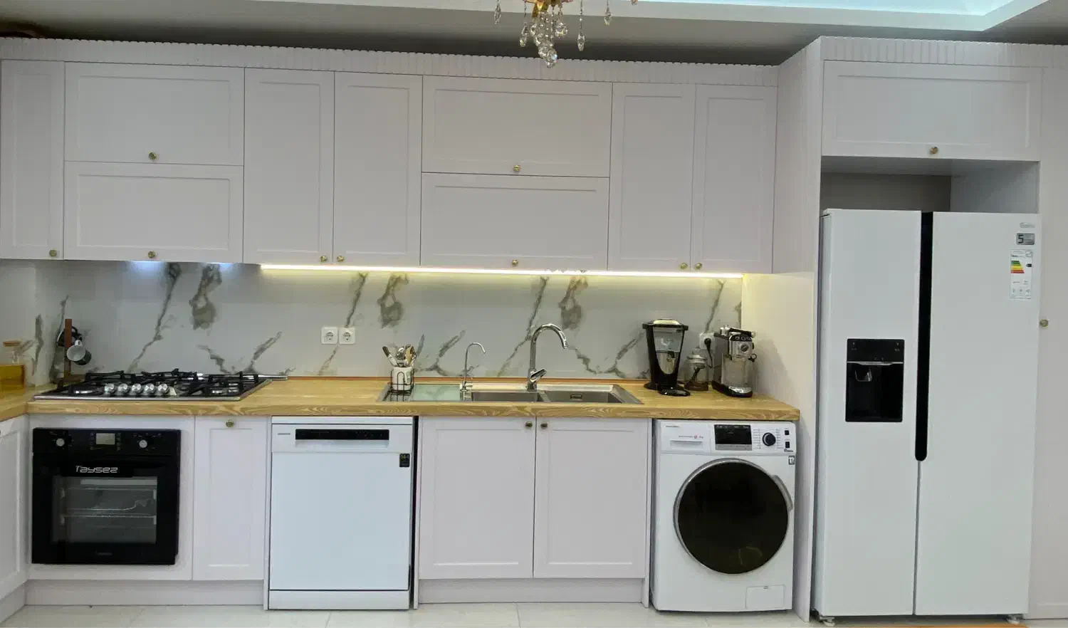 کابینت آشپزخانه نئوکلاسیک سفید آنتی فینگر|خدمات پیشه و مهارت|رشت, خرسندی|دیوار