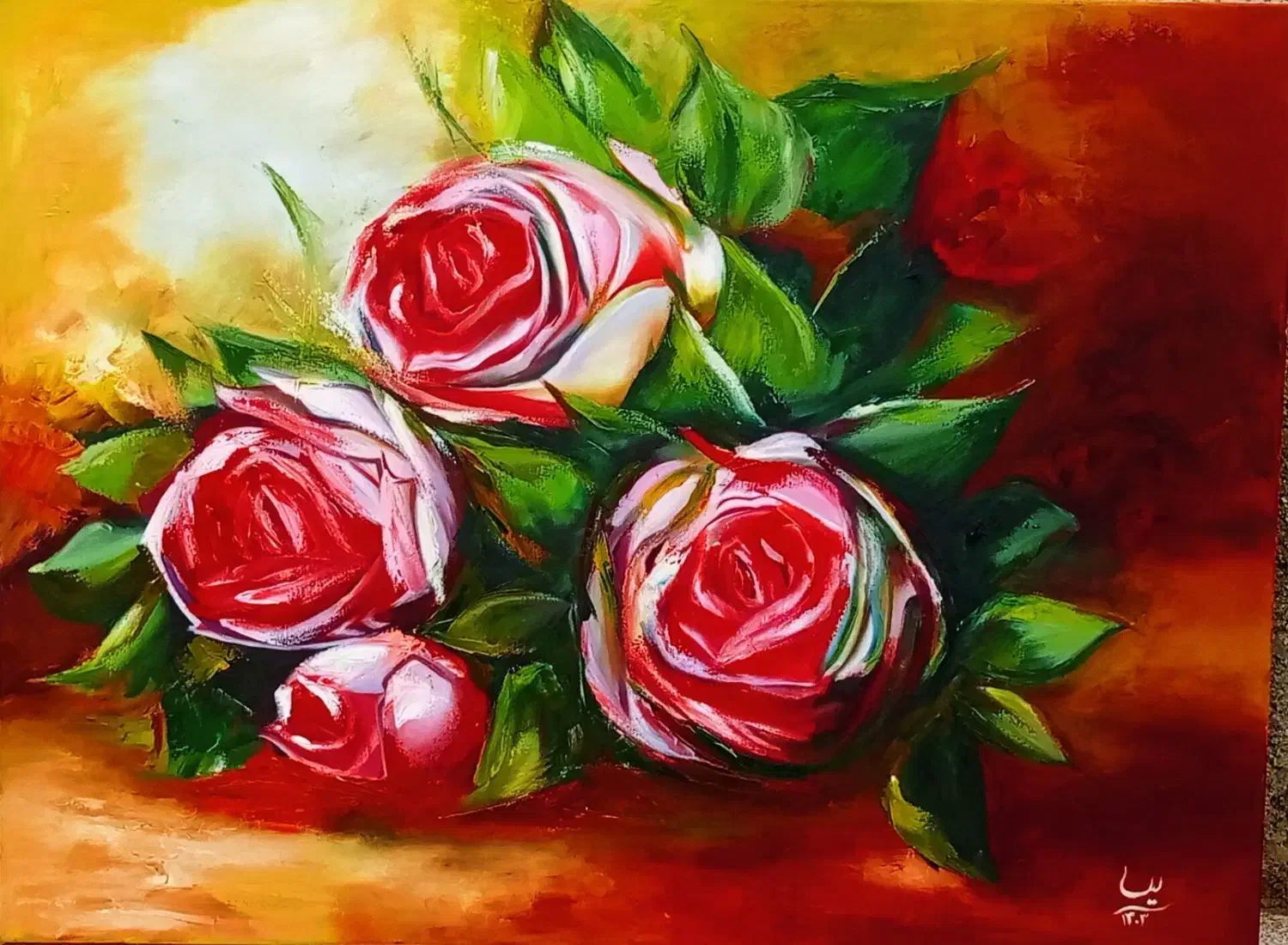 تابلو رنگ روغن طرح گل|تابلو، نقاشی، عکس|ارومیه, |دیوار