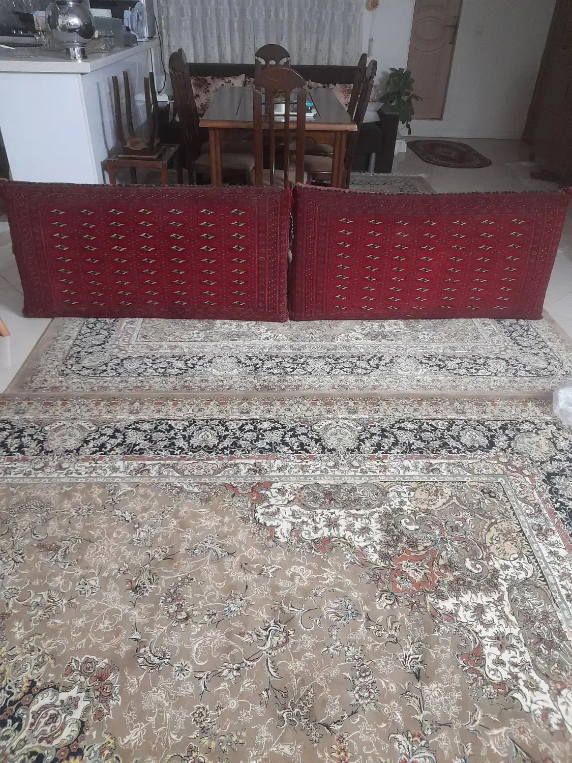 یک جفت پشتی دستباف ترکمن|پشتی|فردیس, سرحدی|دیوار