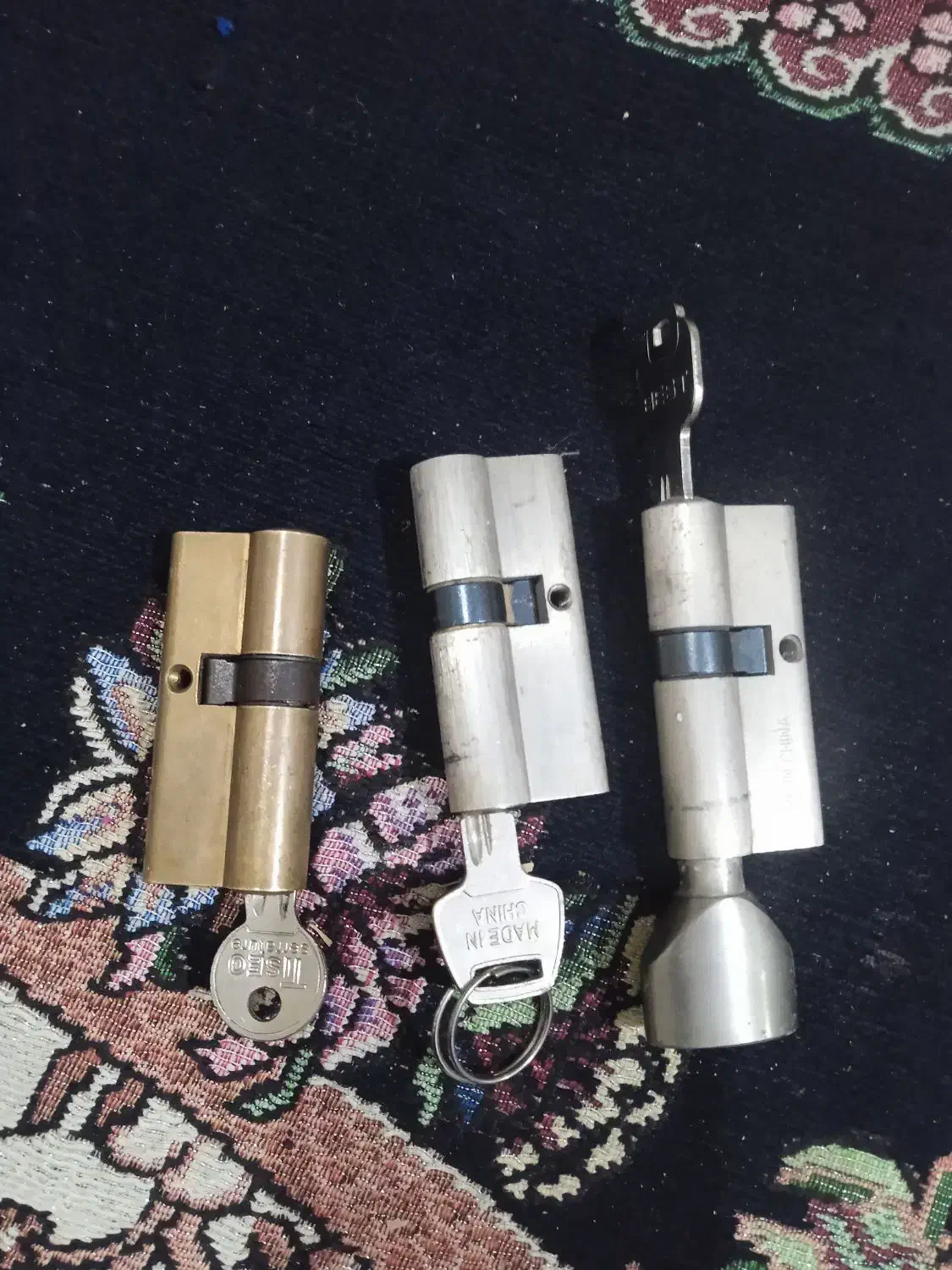 ۳عدد مغزی برنجی قفل با کلید|ابزارآلات|خرم‌آباد, |دیوار