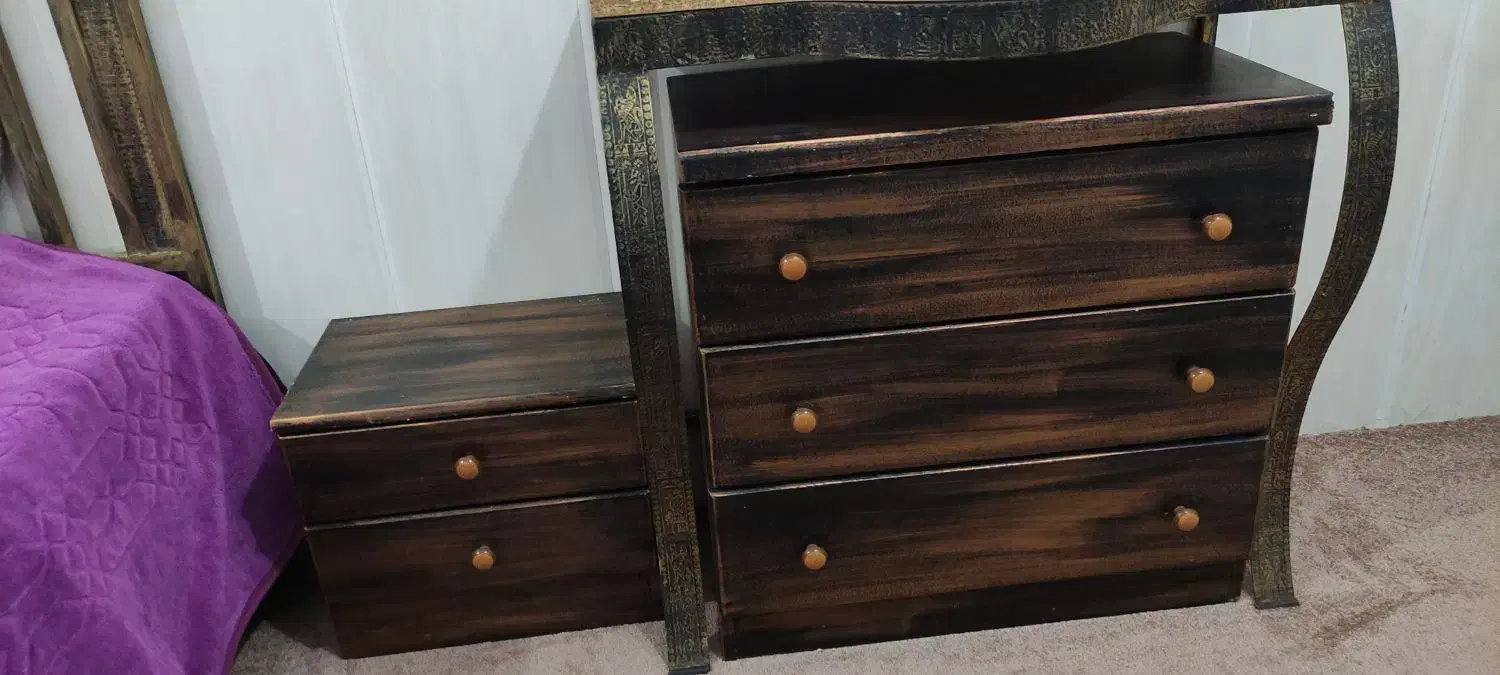 سرویس خواب فلزی دو نفره|تخت و سرویس خواب|آبپخش, |دیوار