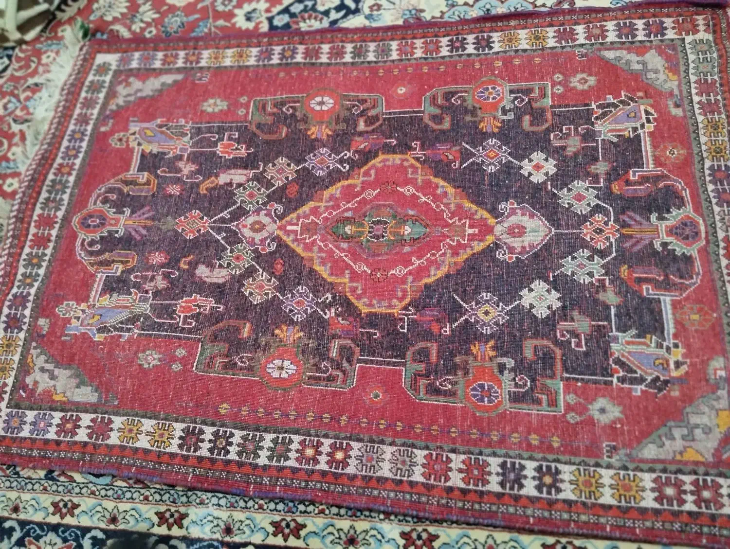 فرش دست بافت زیبا از پشم|فرش|جهرم, |دیوار