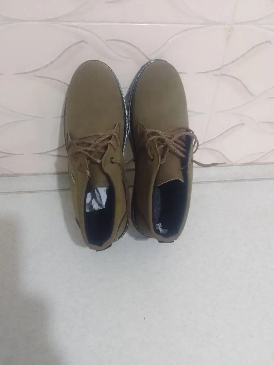 کفش نیم پوت نو چرم مصنوعی دور دوز ۴۲ زیتونی|کیف، کفش، کمربند|مراغه, |دیوار