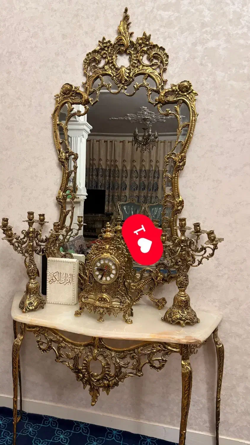 اینه شمعدان وساعت برنج|بوفه، ویترین، کنسول|نهاوند, |دیوار