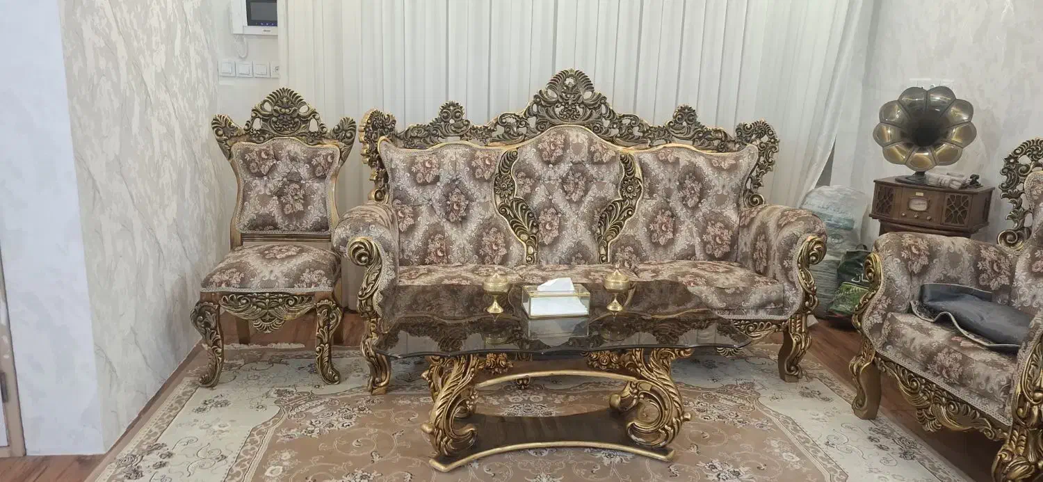 مبل سلطنتی 9 نفره|مبلمان خانگی و میز عسلی|چناران, |دیوار