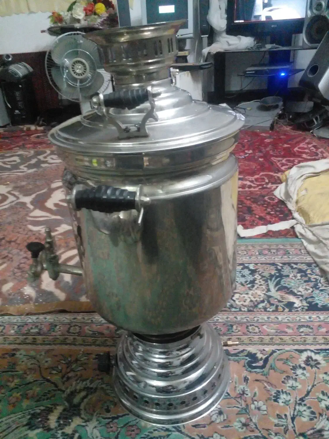 سماور قدیمی تمام برنجی گازی ۲۰لیتری|سماور، چای‌ساز، قهوه‌ساز|اهر, |دیوار