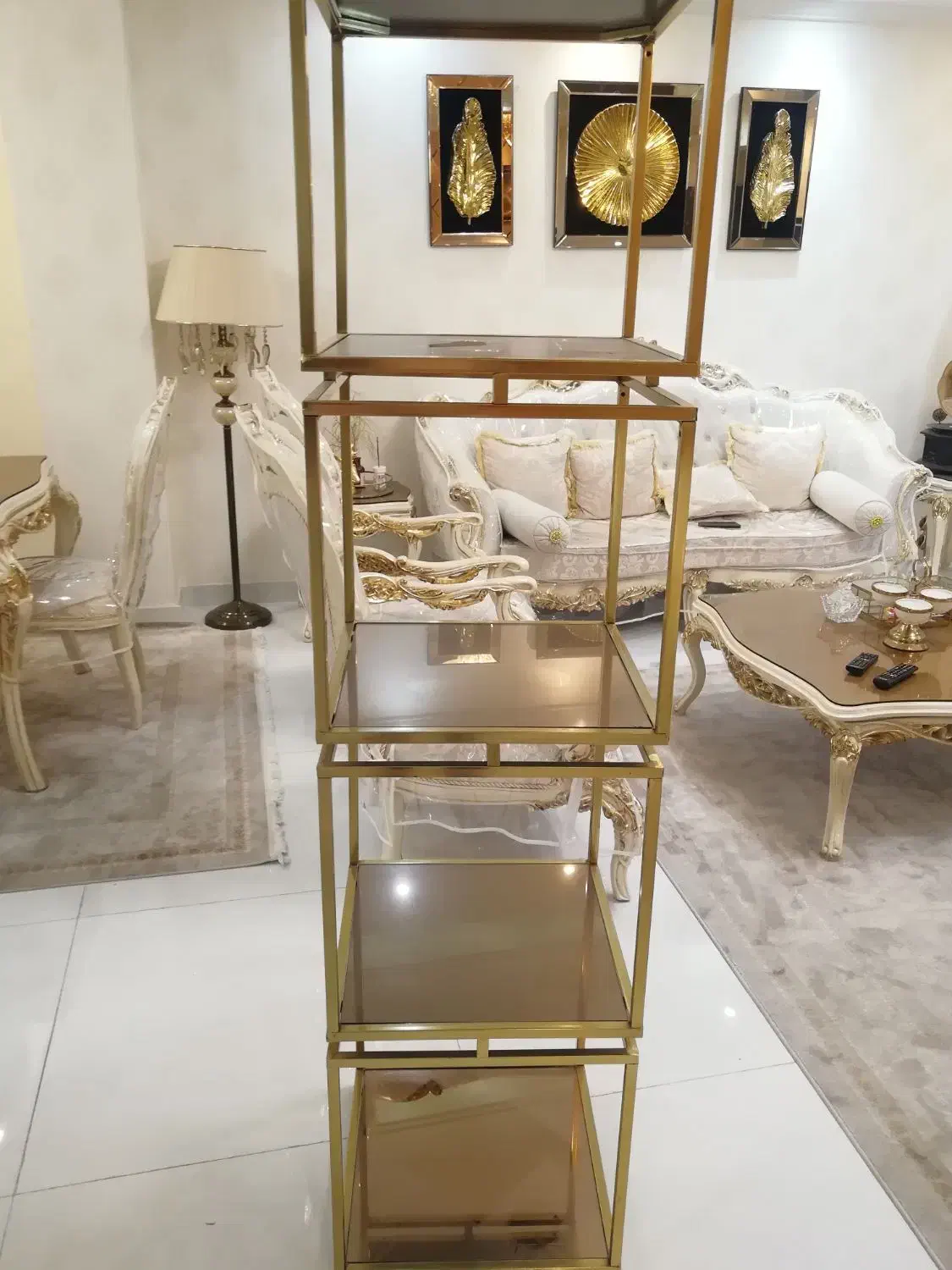 قفسه فلزی طلایی|کتابخانه، شلف، قفسههای دیواری|رشت, علی آباد|دیوار